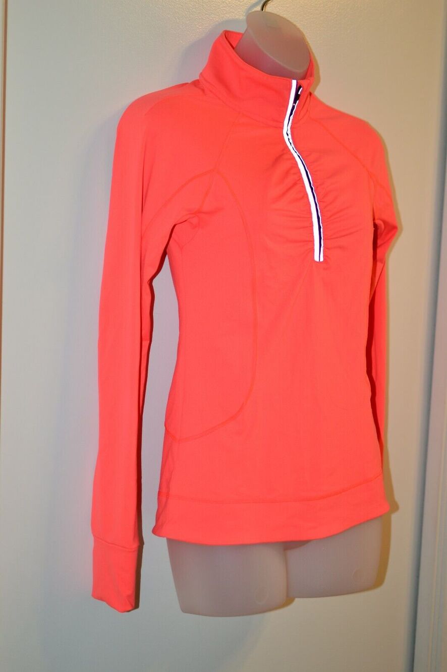 Victoria's Secret VSX XS 1/4 Zip Pullover Long Sleeve Top Bright Neon Orange